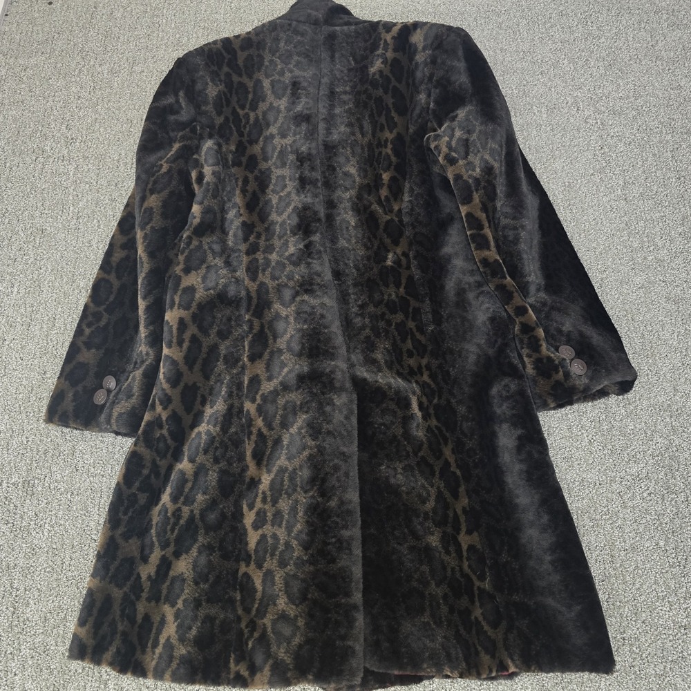 Preston Yorke Faux Fur Leopard Print Coat Brown Vintage Womens S‎ Mobwife Glam - Picture 7 of 7